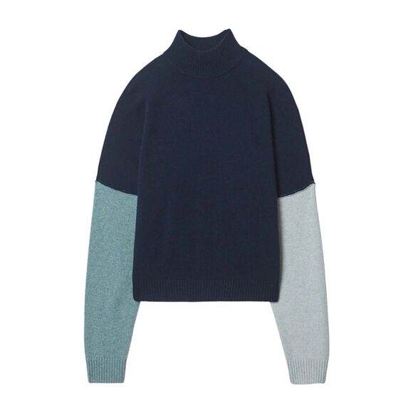 BLDWN Cara Cashmere Blend Color Block Sweater in Nocturnal Multi - Large - Picture 1 of 8
